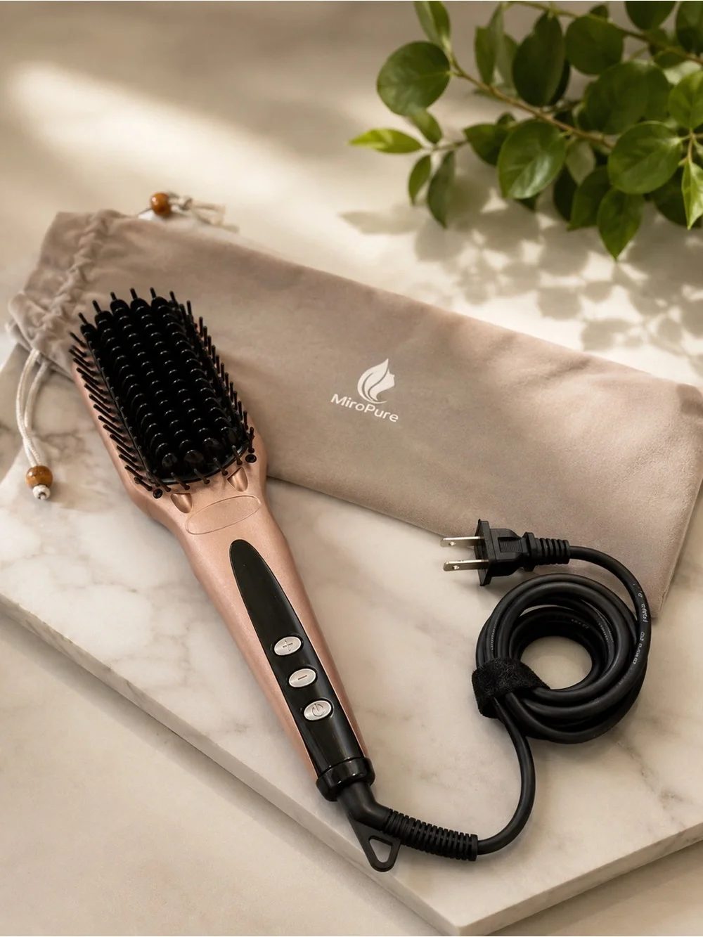 Rose Gold Electric Hair Straightening Brush
